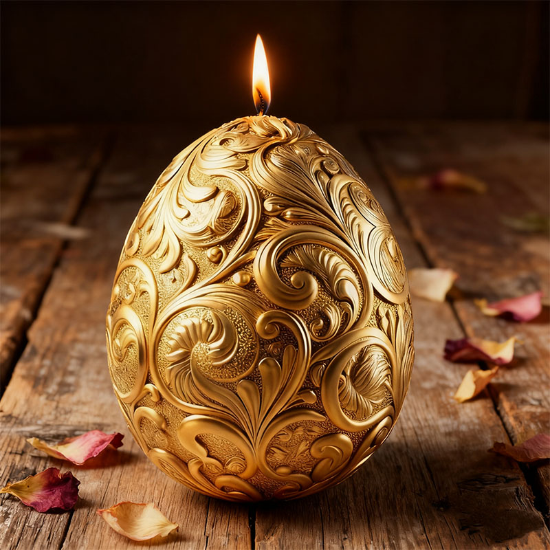 Scented Candle Luxury - Gilded Baroque Easter Egg Candle Mold