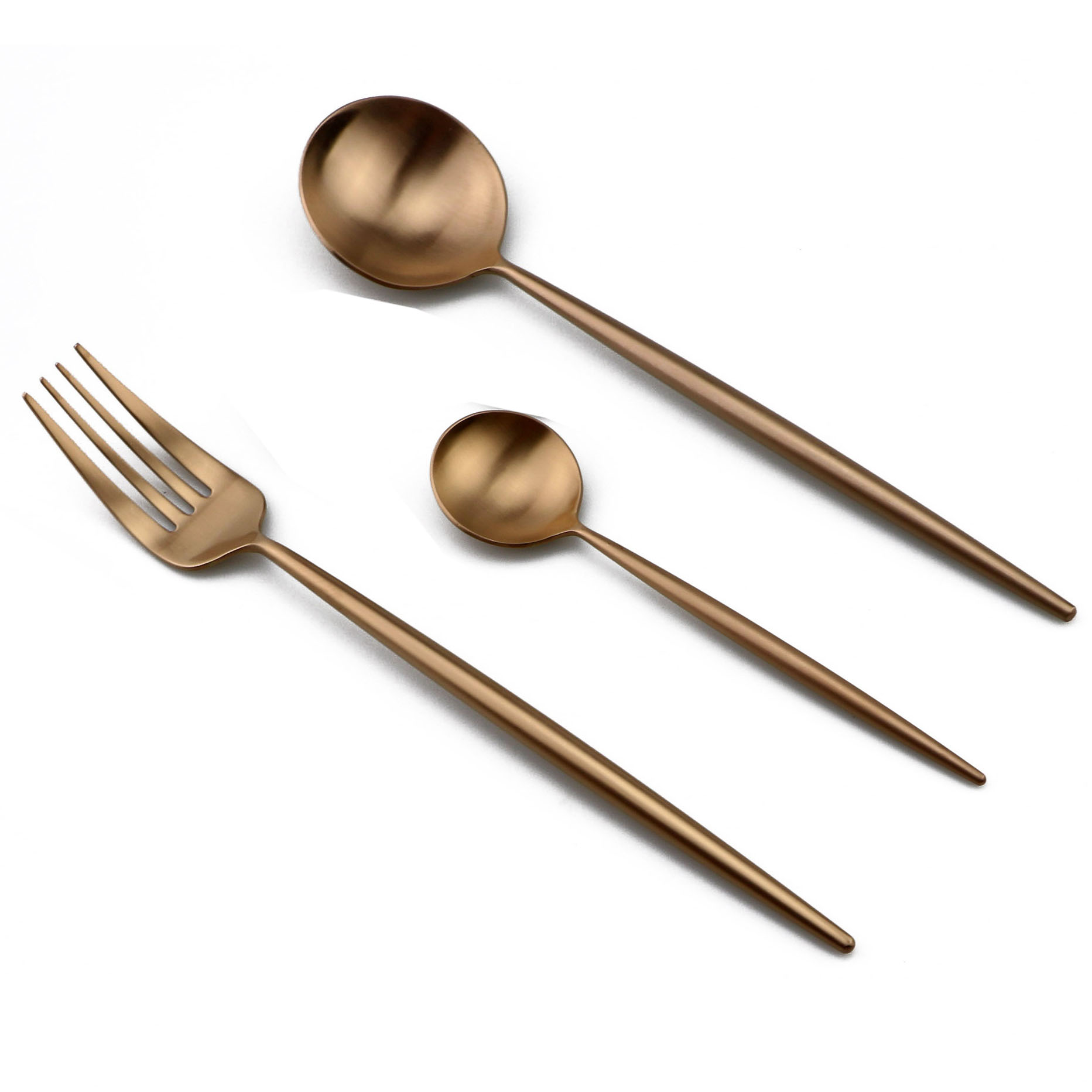 24-Pcs Rose Gold Cutlery Set W - Gold Plated Cutlery 评论和价格