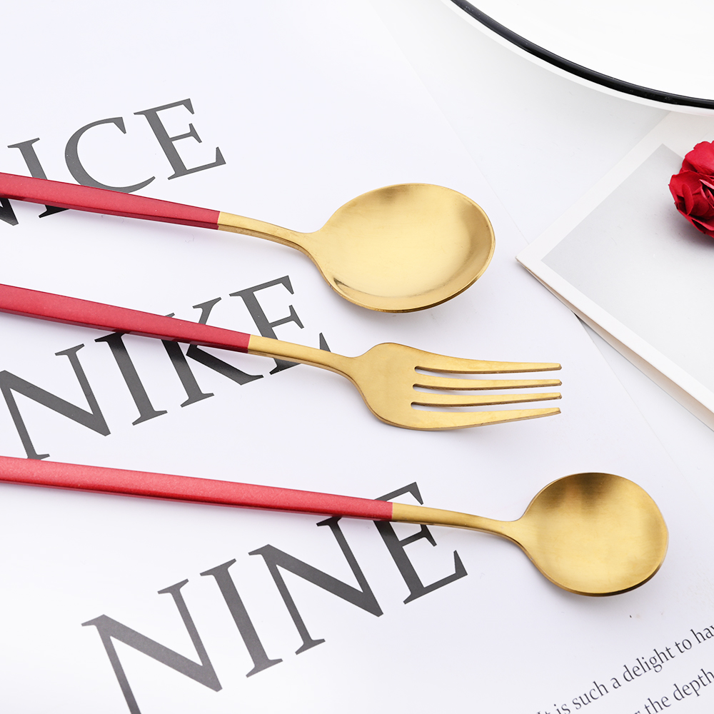 Drmfiy Black Handle Gold Coffe - Gold Plated Cutlery 评论和价格