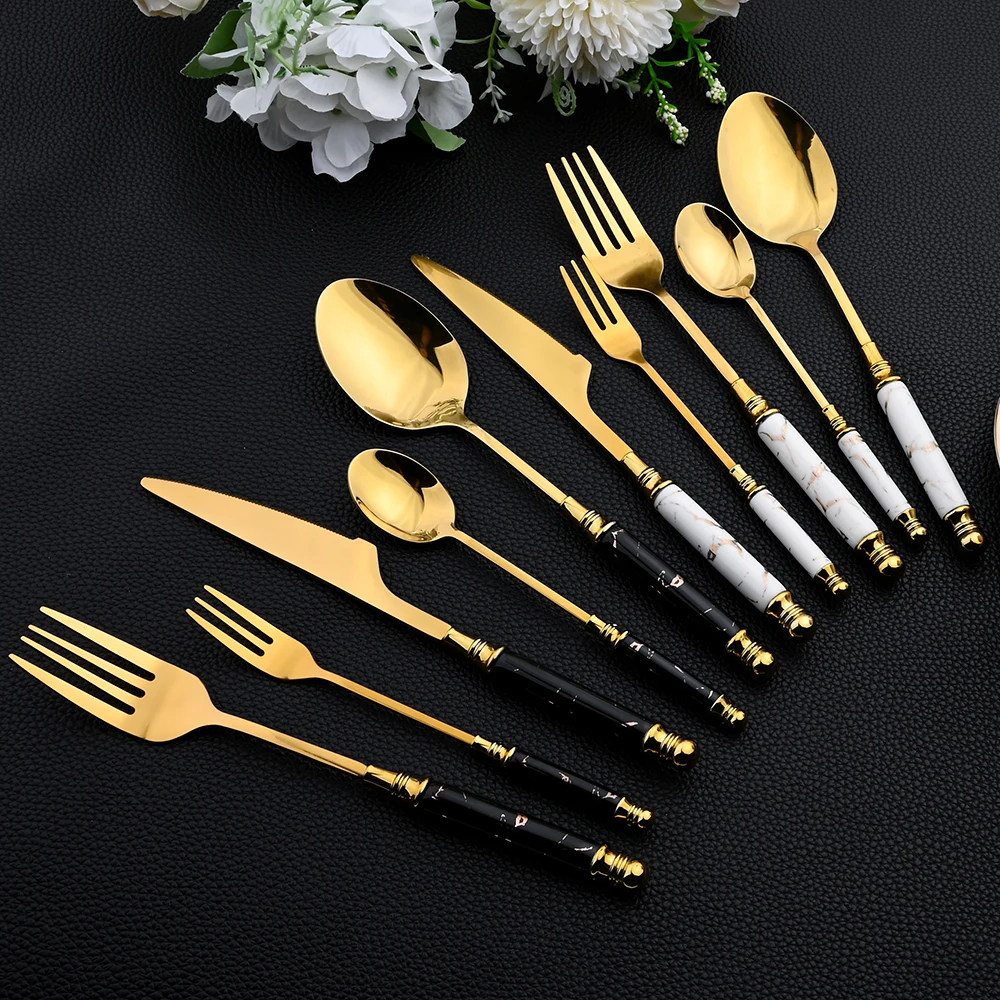 16Pcs Tableware Set Cutlery Se - Gold Plated Cutlery 评论和价格
