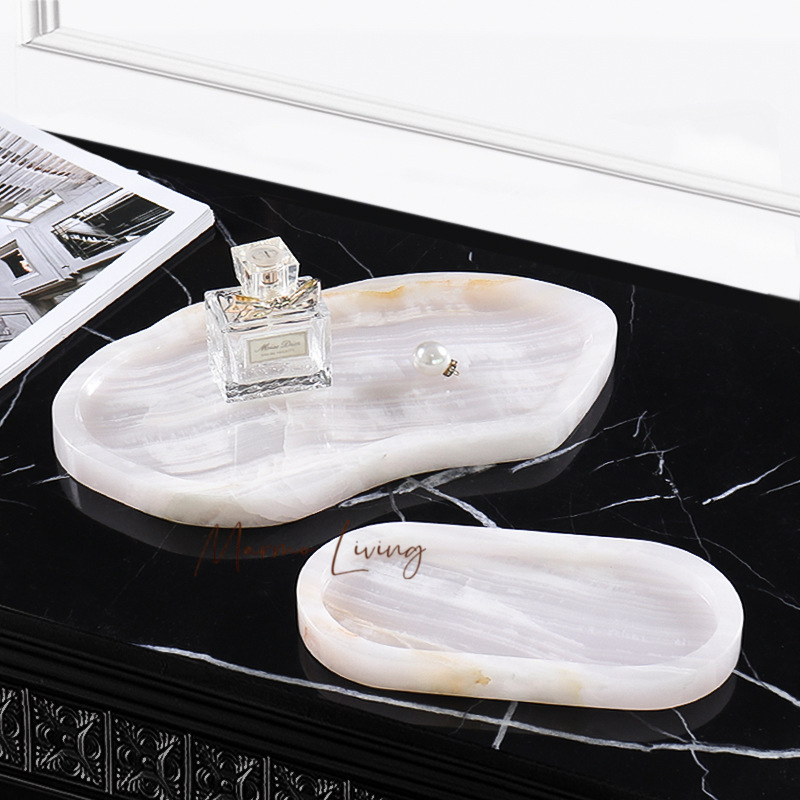 White Onyx Natural Marble Tray - Scented Candle Luxury 评论和价格