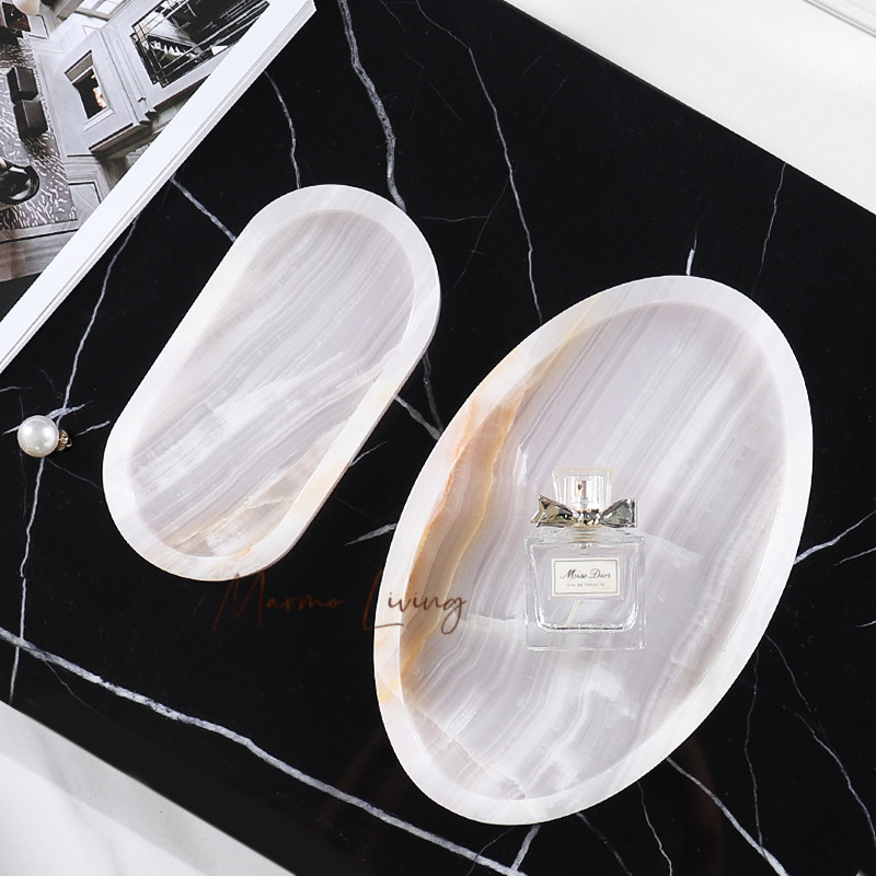 White Onyx Natural Marble Tray - Scented Candle Luxury 评论和价格