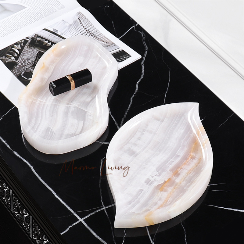 White Onyx Natural Marble Tray - Scented Candle Luxury 评论和价格
