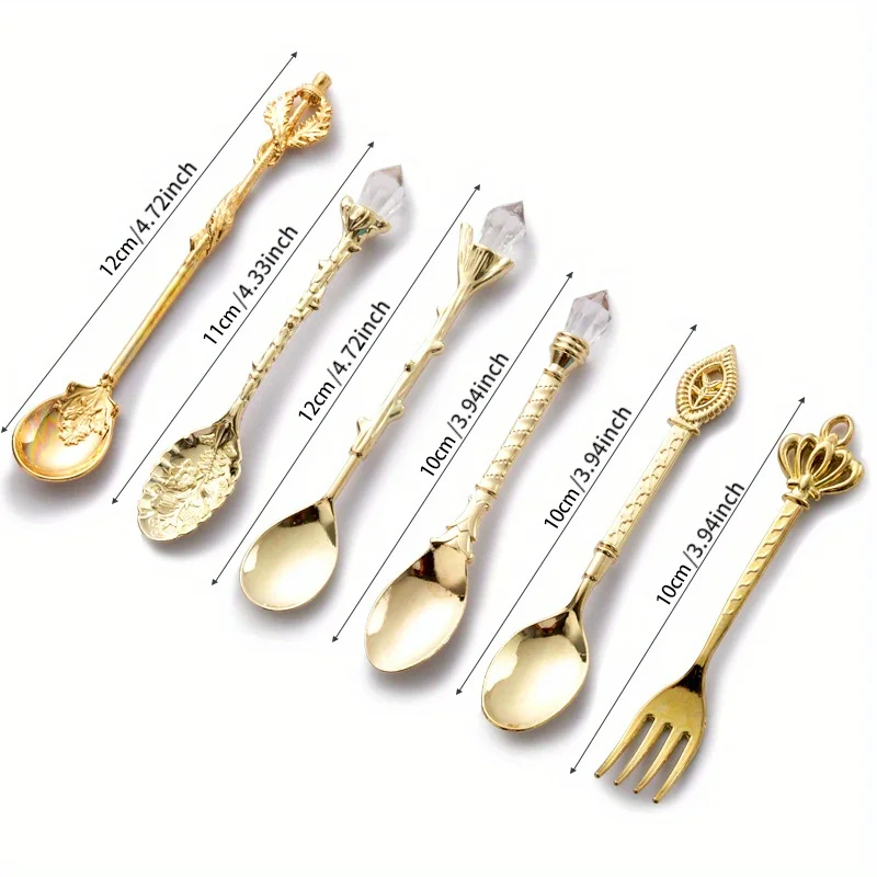 6pcs Vintage Spoons Fork Royal - Gold Plated Cutlery 评论和价格