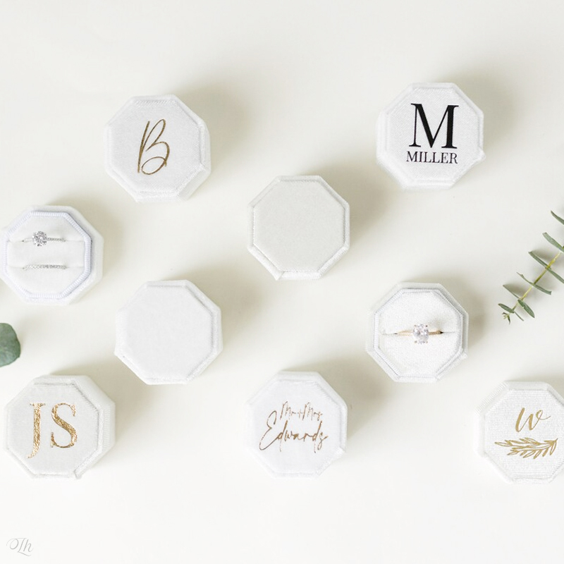 Custom Wedding Rings Box One T - Velvet Jewelry Box 评论和价格